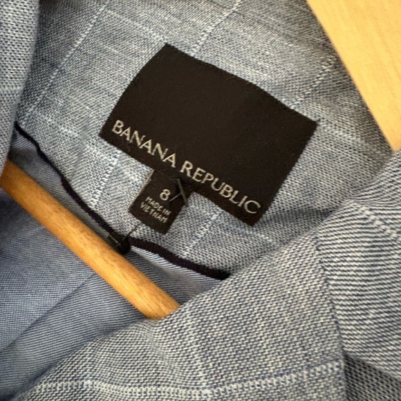 Banana Republic blazer blue grey plaid size 8 suit jacket single button - Picture 6 of 10